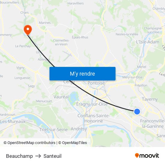 Beauchamp to Santeuil map