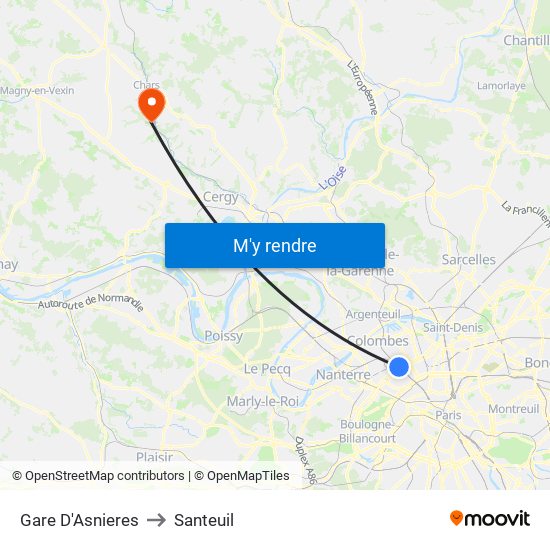 Gare D'Asnieres to Santeuil map