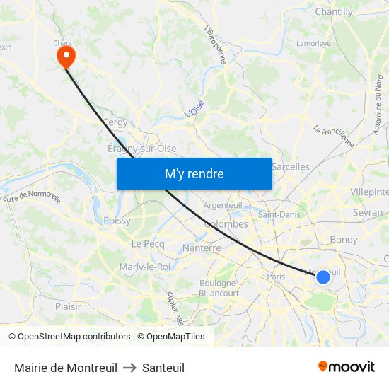 Mairie de Montreuil to Santeuil map