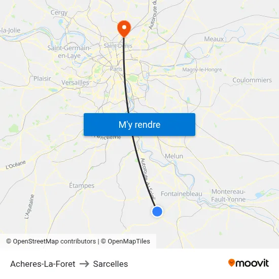 Acheres-La-Foret to Sarcelles map