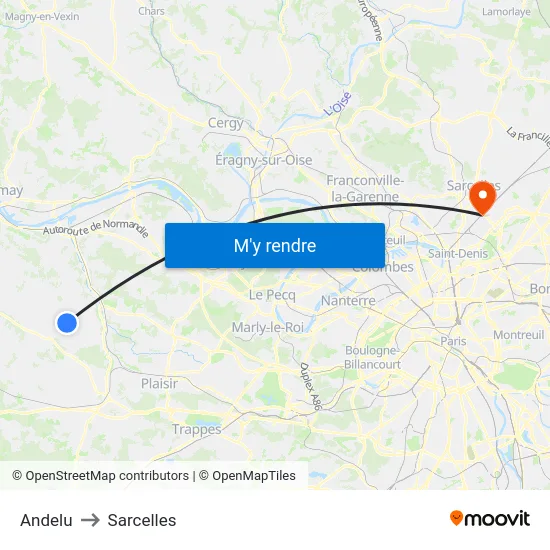 Andelu to Sarcelles map