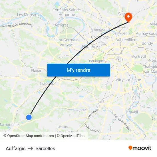 Auffargis to Sarcelles map