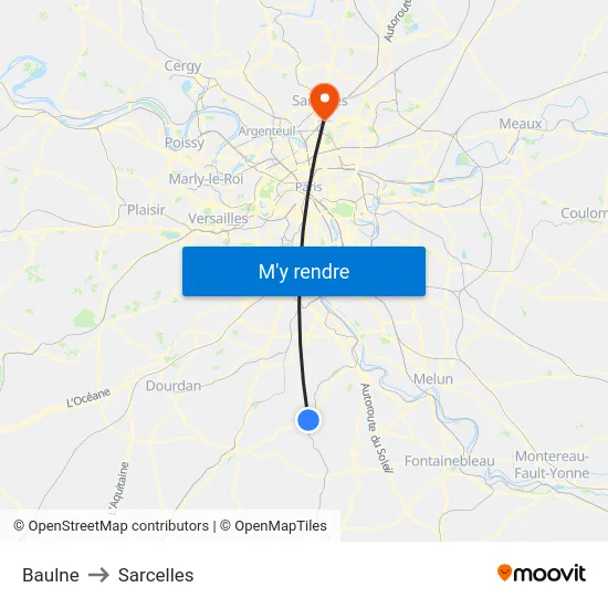 Baulne to Sarcelles map