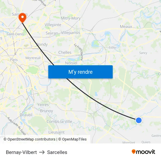 Bernay-Vilbert to Sarcelles map