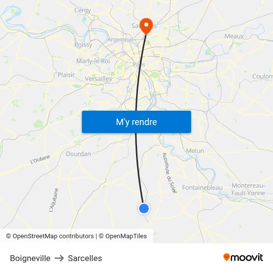 Boigneville to Sarcelles map