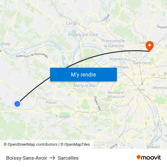 Boissy-Sans-Avoir to Sarcelles map