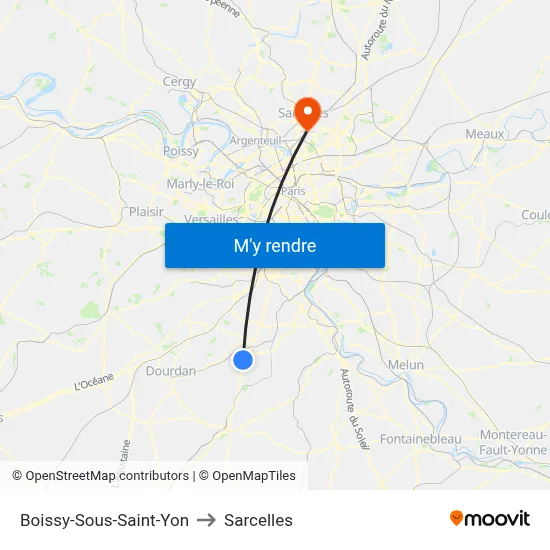 Boissy-Sous-Saint-Yon to Sarcelles map