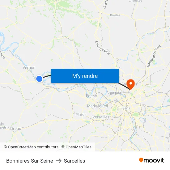 Bonnieres-Sur-Seine to Sarcelles map