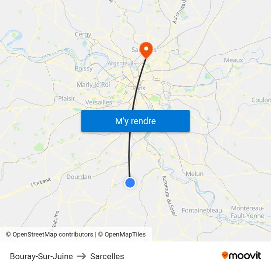 Bouray-Sur-Juine to Sarcelles map