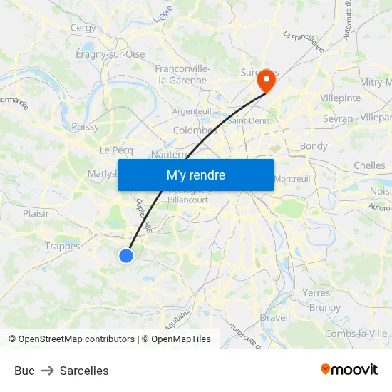 Buc to Sarcelles map