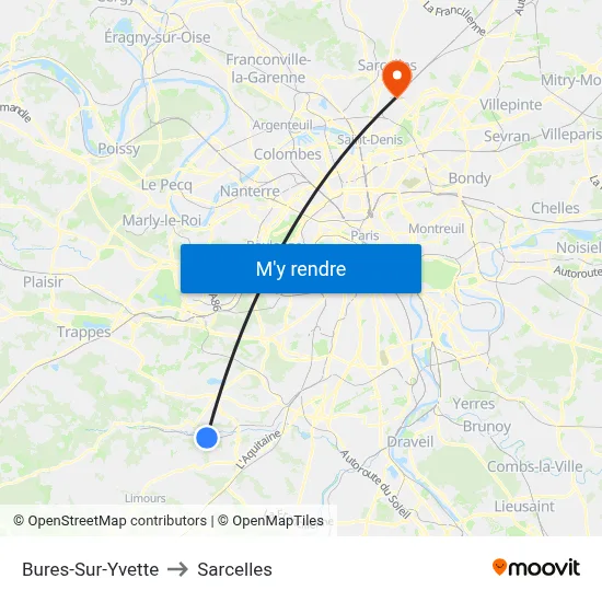 Bures-Sur-Yvette to Sarcelles map