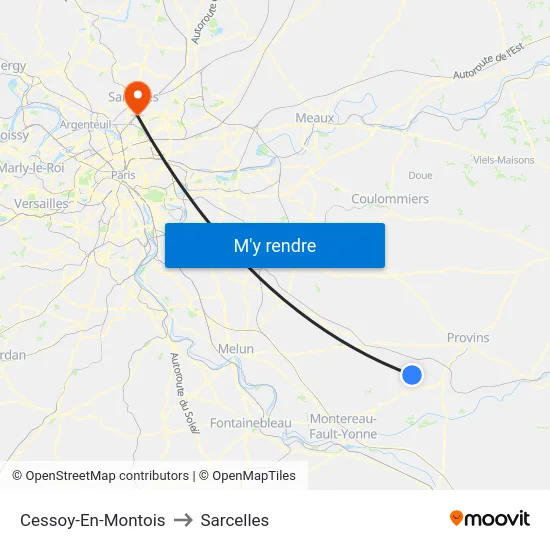 Cessoy-En-Montois to Sarcelles map