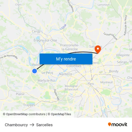 Chambourcy to Sarcelles map
