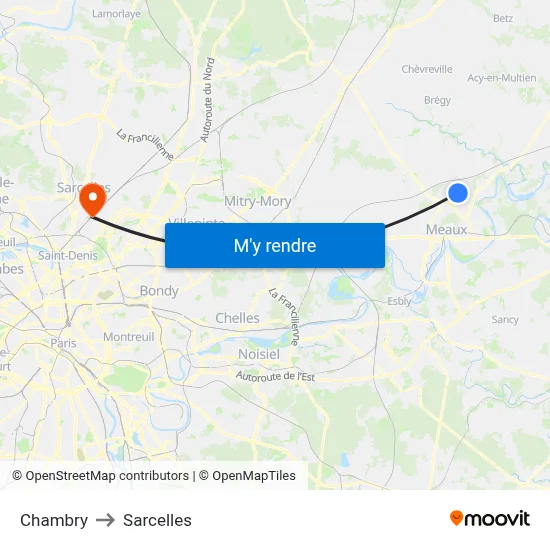 Chambry to Sarcelles map