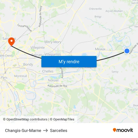 Changis-Sur-Marne to Sarcelles map