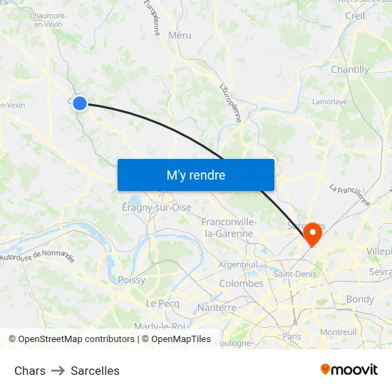 Chars to Sarcelles map