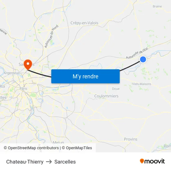 Chateau-Thierry to Sarcelles map