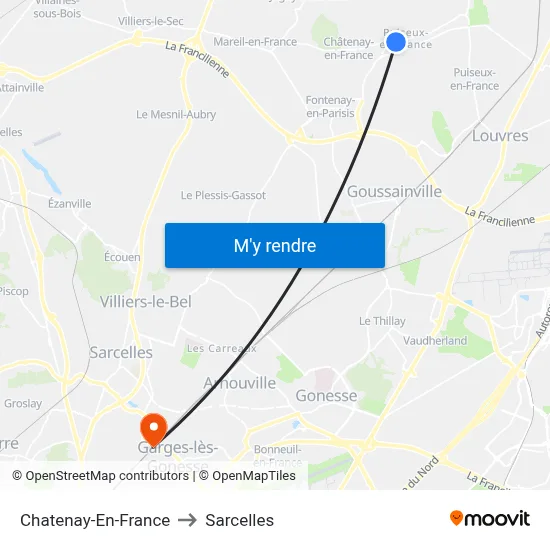 Chatenay-En-France to Sarcelles map