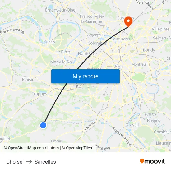 Choisel to Sarcelles map