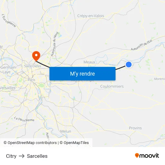 Citry to Sarcelles map