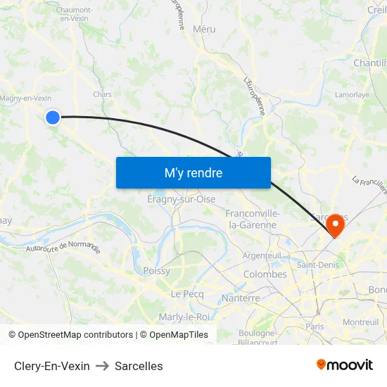 Clery-En-Vexin to Sarcelles map