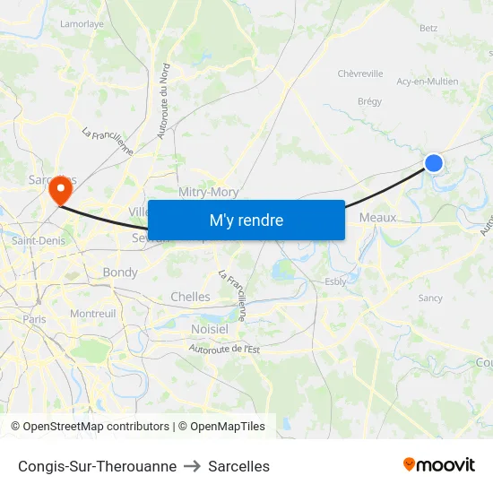 Congis-Sur-Therouanne to Sarcelles map