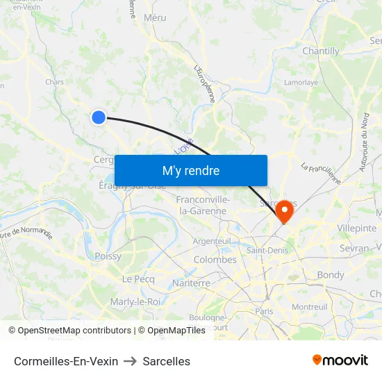 Cormeilles-En-Vexin to Sarcelles map