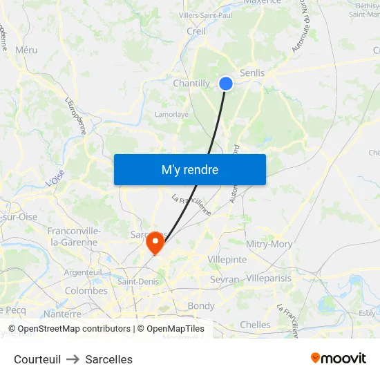 Courteuil to Sarcelles map