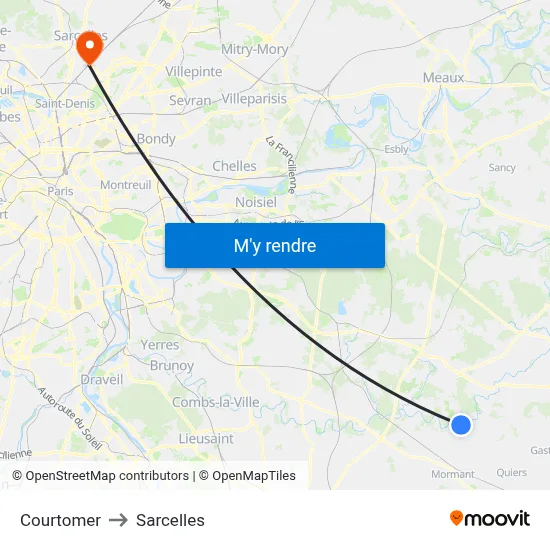Courtomer to Sarcelles map