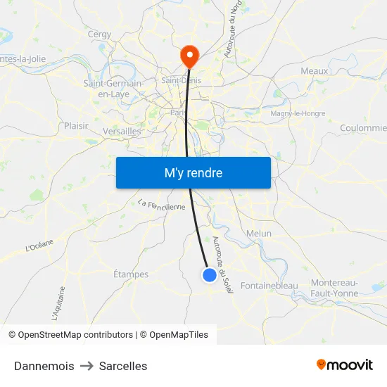 Dannemois to Sarcelles map