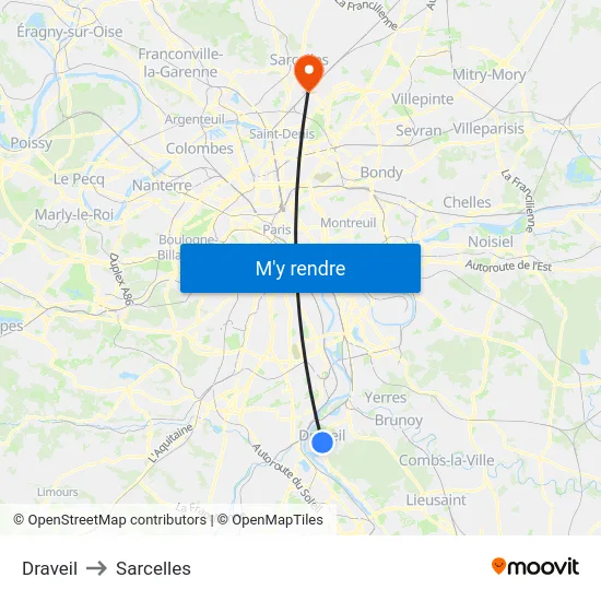 Draveil to Sarcelles map