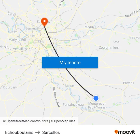 Echouboulains to Sarcelles map