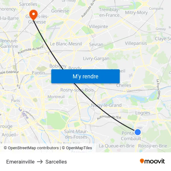 Emerainville to Sarcelles map