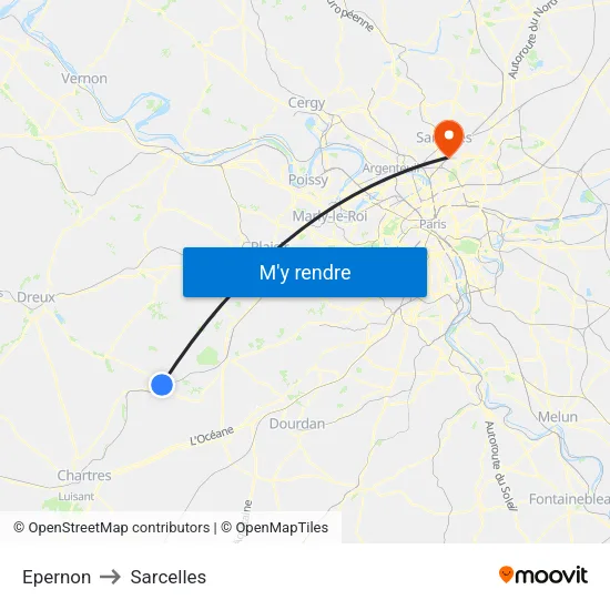 Epernon to Sarcelles map