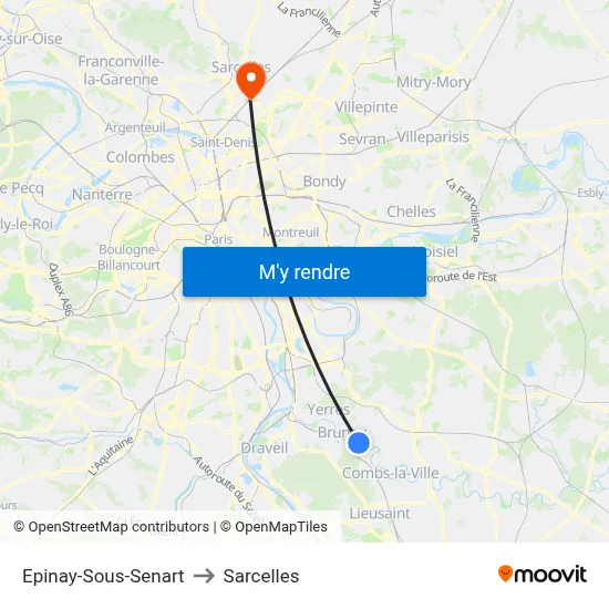 Epinay-Sous-Senart to Sarcelles map