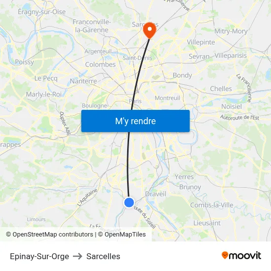 Epinay-Sur-Orge to Sarcelles map