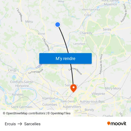 Ercuis to Sarcelles map