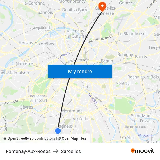 Fontenay-Aux-Roses to Sarcelles map