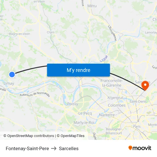 Fontenay-Saint-Pere to Sarcelles map