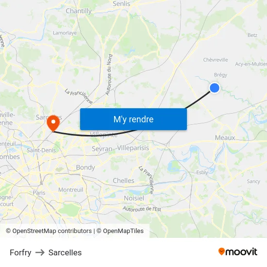 Forfry to Sarcelles map