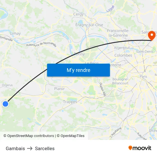 Gambais to Sarcelles map