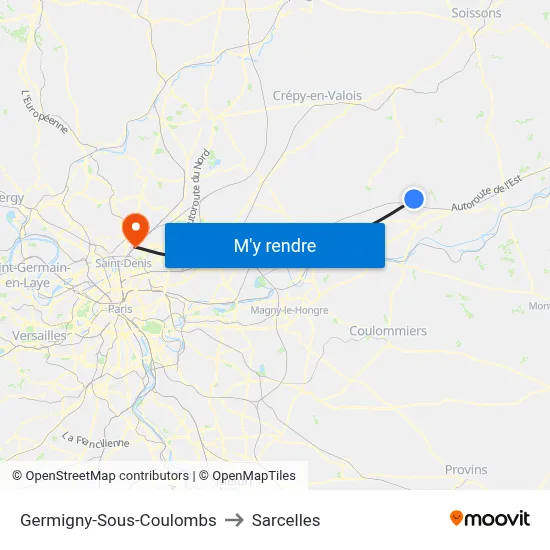 Germigny-Sous-Coulombs to Sarcelles map