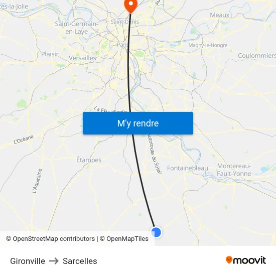 Gironville to Sarcelles map