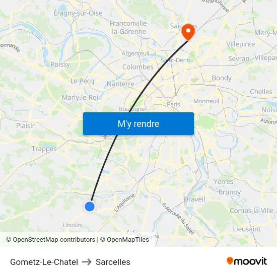 Gometz-Le-Chatel to Sarcelles map