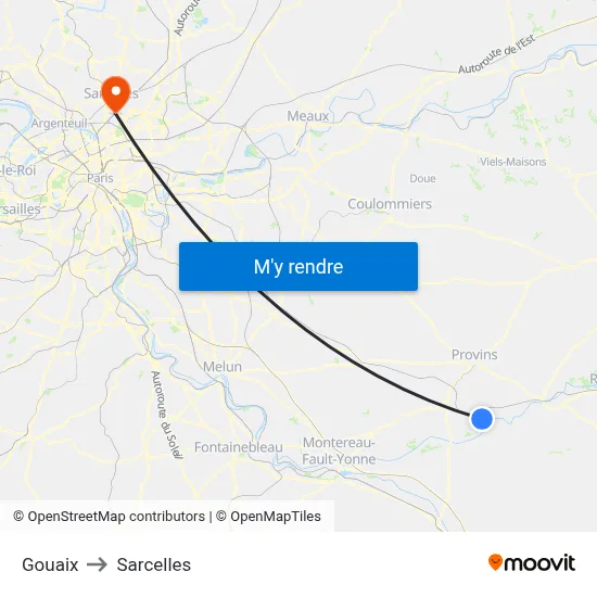 Gouaix to Sarcelles map