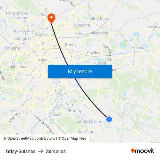 Grisy-Suisnes to Sarcelles map