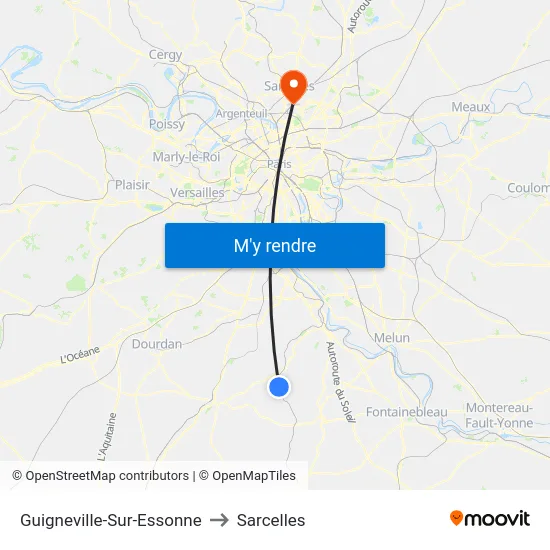 Guigneville-Sur-Essonne to Sarcelles map