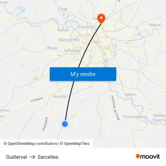 Guillerval to Sarcelles map