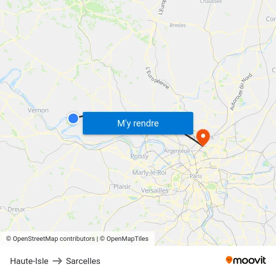Haute-Isle to Sarcelles map