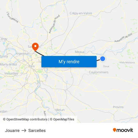 Jouarre to Sarcelles map